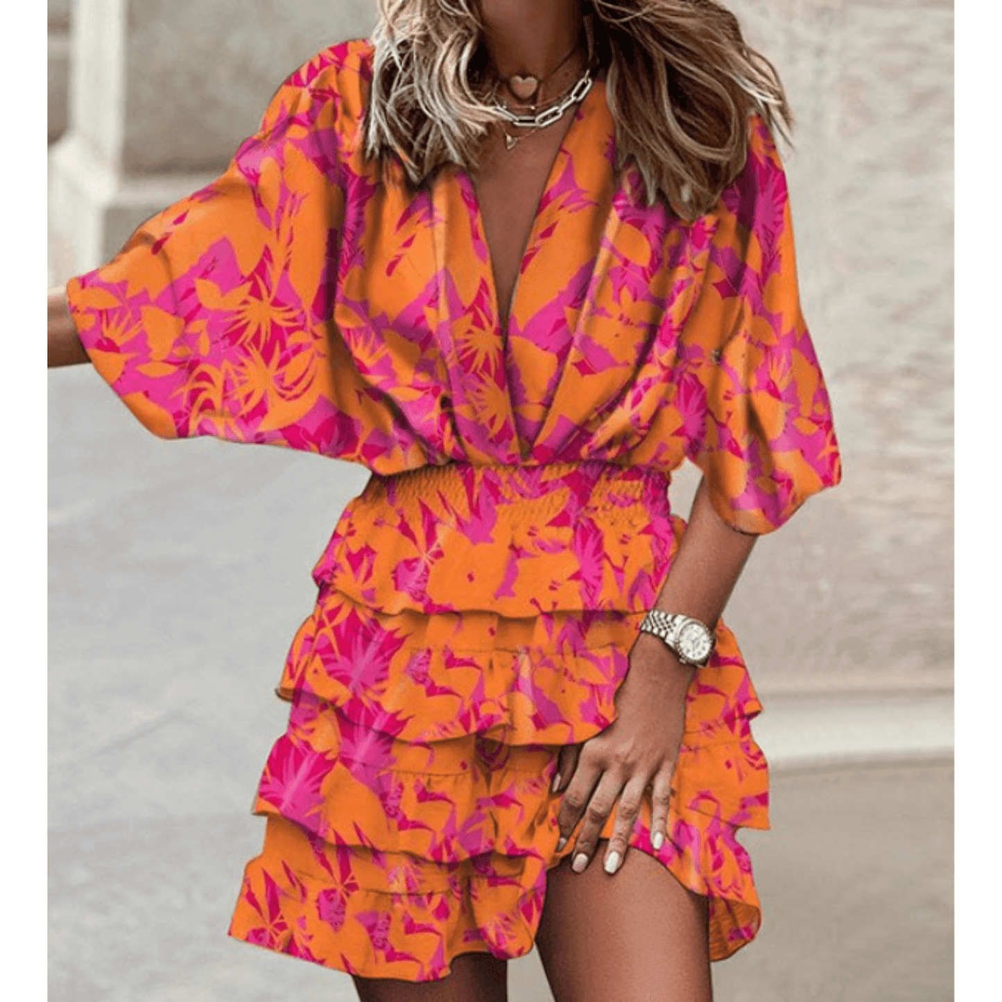 Simone | Orange Ruffle Dresss