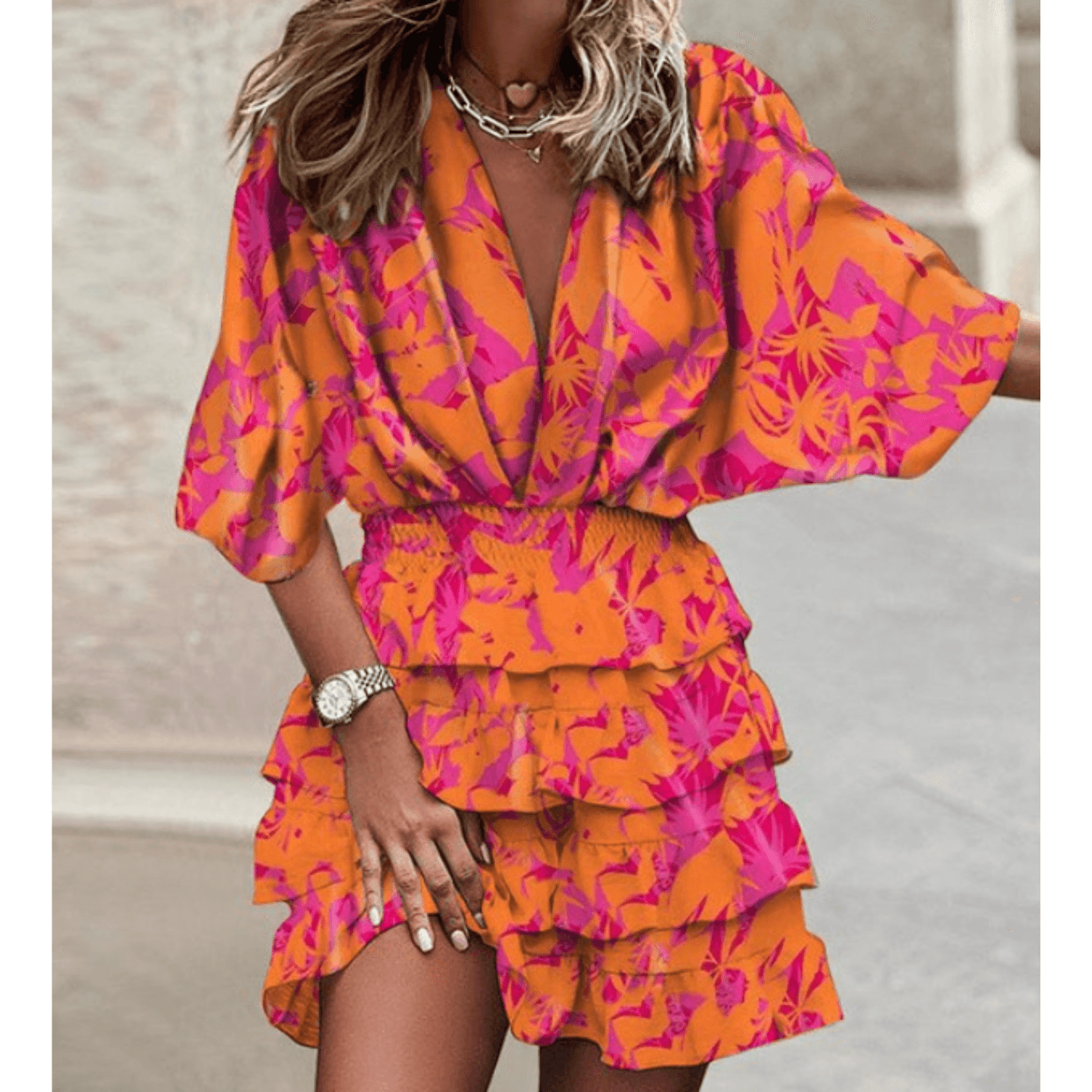 Simone | Orange Ruffle Dresss