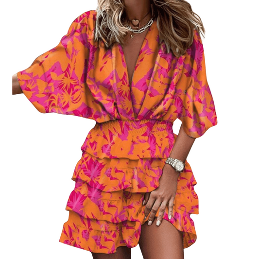Simone | Orange Ruffle Dresss