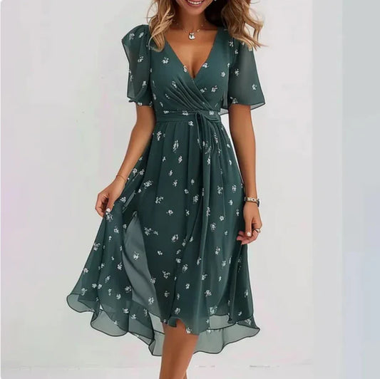 Helena | Elegant V Neck Dress